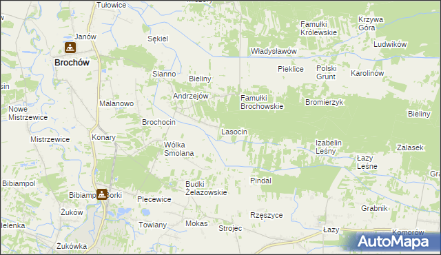 mapa Lasocin gmina Brochów, Lasocin gmina Brochów na mapie Targeo