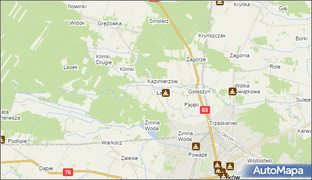 mapa Ławki gmina Łuków, Ławki gmina Łuków na mapie Targeo