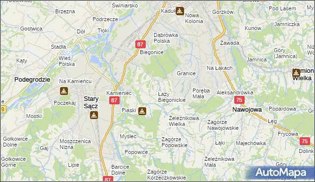 mapa Łazy Biegonickie, Łazy Biegonickie na mapie Targeo