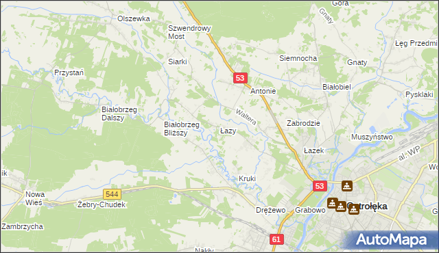 mapa Łazy gmina Olszewo-Borki, Łazy gmina Olszewo-Borki na mapie Targeo