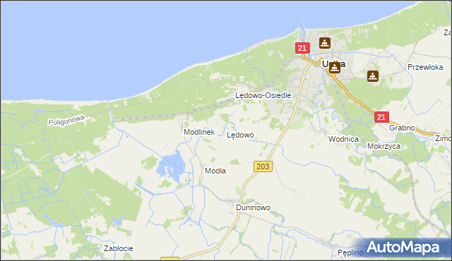 mapa Lędowo gmina Ustka, Lędowo gmina Ustka na mapie Targeo