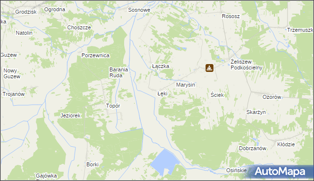 mapa Łęki gmina Kotuń, Łęki gmina Kotuń na mapie Targeo