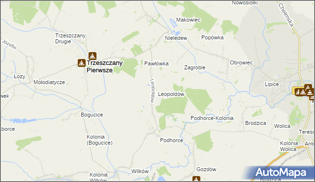 mapa Leopoldów gmina Trzeszczany, Leopoldów gmina Trzeszczany na mapie Targeo