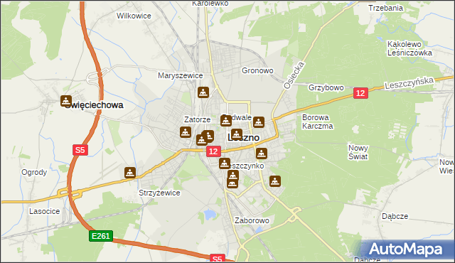 mapa Leszno, Leszno na mapie Targeo