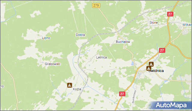 mapa Letnica, Letnica na mapie Targeo