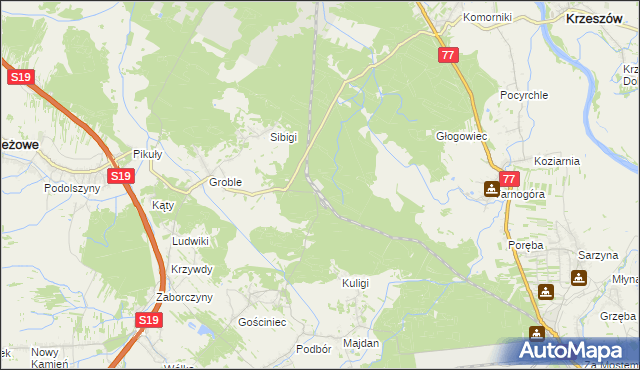 mapa Łętownia gmina Jeżowe, Łętownia gmina Jeżowe na mapie Targeo