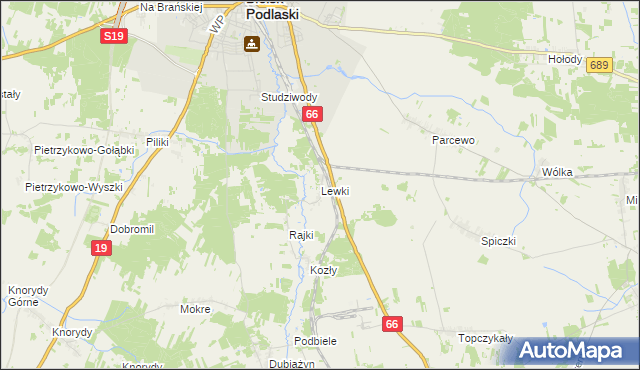 mapa Lewki gmina Bielsk Podlaski, Lewki gmina Bielsk Podlaski na mapie Targeo