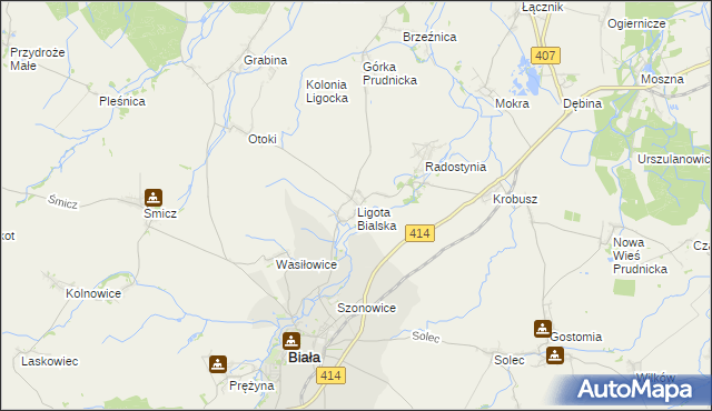 mapa Ligota Bialska, Ligota Bialska na mapie Targeo