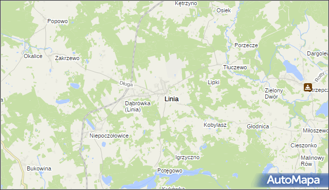 mapa Linia powiat wejherowski, Linia powiat wejherowski na mapie Targeo