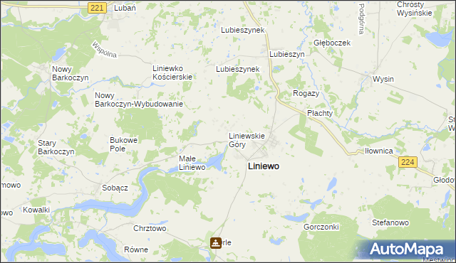 mapa Liniewskie Góry, Liniewskie Góry na mapie Targeo