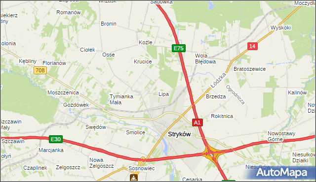 mapa Lipa gmina Stryków, Lipa gmina Stryków na mapie Targeo