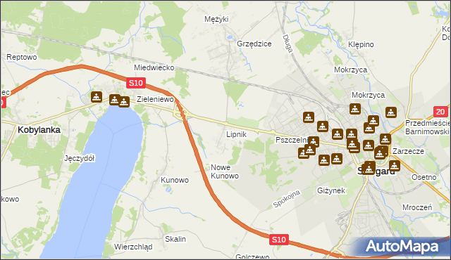 mapa Lipnik gmina Stargard, Lipnik gmina Stargard na mapie Targeo