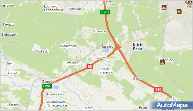 mapa Lipniki gmina Białe Błota, Lipniki gmina Białe Błota na mapie Targeo