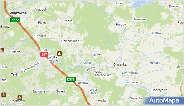 mapa Lipowo gmina Wiązowna, Lipowo gmina Wiązowna na mapie Targeo