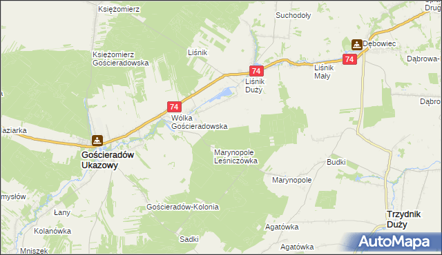 mapa Liśnik Duży-Kolonia, Liśnik Duży-Kolonia na mapie Targeo