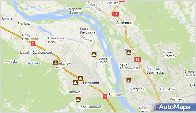 mapa Łomianki Dolne, Łomianki Dolne na mapie Targeo