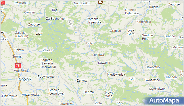 mapa Łoniowa, Łoniowa na mapie Targeo