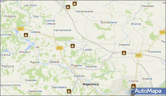 mapa Łopatki gmina Wąwolnica, Łopatki gmina Wąwolnica na mapie Targeo