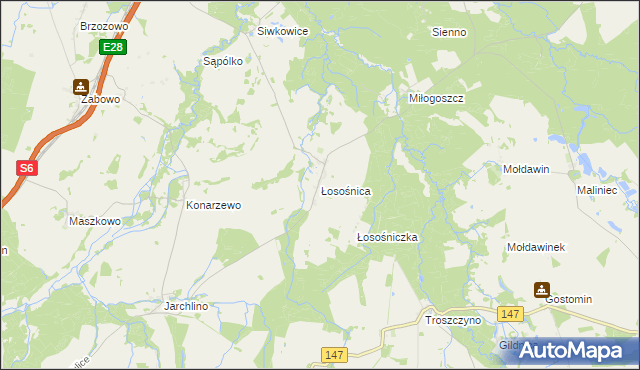 mapa Łosośnica, Łosośnica na mapie Targeo