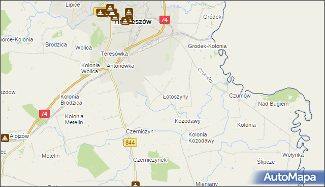 mapa Łotoszyny, Łotoszyny na mapie Targeo