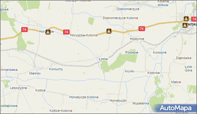 mapa Łotów, Łotów na mapie Targeo