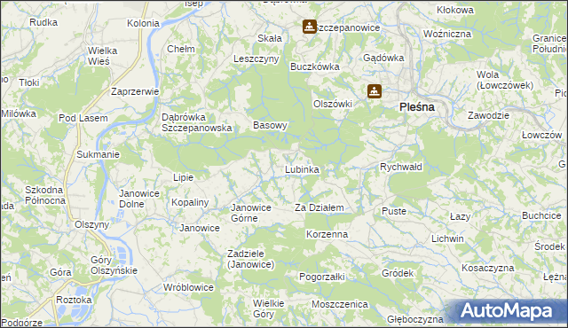 mapa Lubinka, Lubinka na mapie Targeo