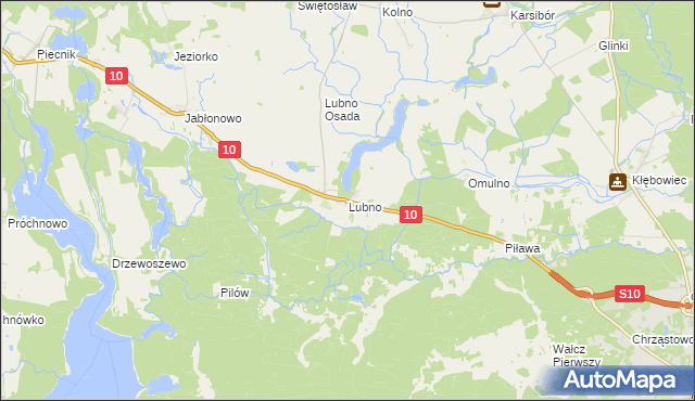 mapa Lubno gmina Wałcz, Lubno gmina Wałcz na mapie Targeo