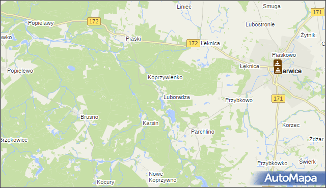 mapa Luboradza, Luboradza na mapie Targeo