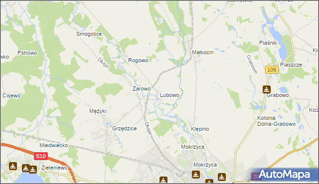 mapa Lubowo gmina Stargard, Lubowo gmina Stargard na mapie Targeo
