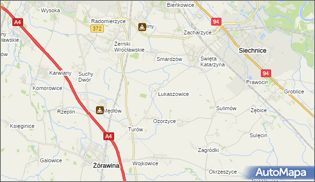 mapa Łukaszowice, Łukaszowice na mapie Targeo