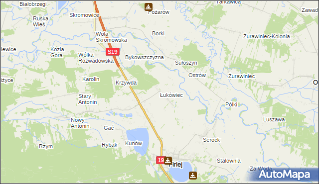 mapa Łukówiec gmina Firlej, Łukówiec gmina Firlej na mapie Targeo