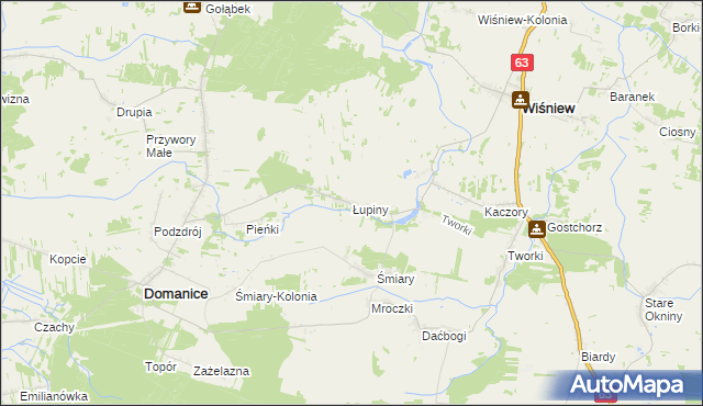 mapa Łupiny gmina Wiśniew, Łupiny gmina Wiśniew na mapie Targeo