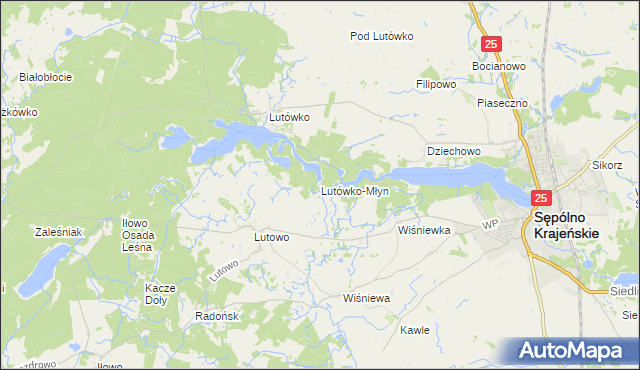 mapa Lutówko-Młyn, Lutówko-Młyn na mapie Targeo