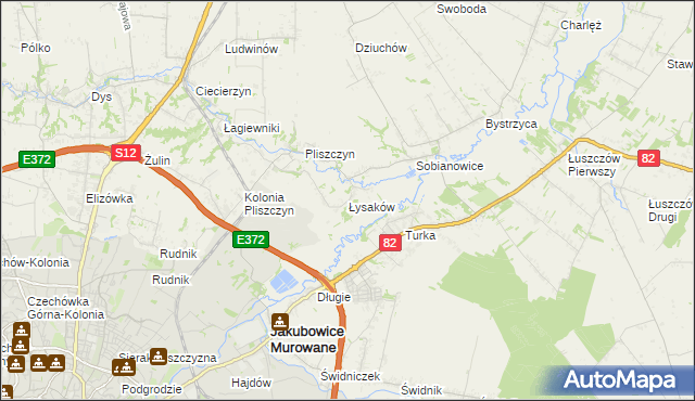 mapa Łysaków gmina Wólka, Łysaków gmina Wólka na mapie Targeo