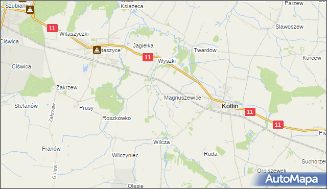 mapa Magnuszewice, Magnuszewice na mapie Targeo