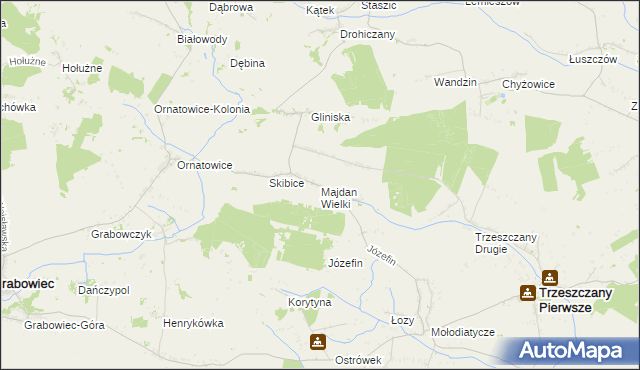 mapa Majdan Wielki gmina Trzeszczany, Majdan Wielki gmina Trzeszczany na mapie Targeo