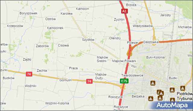 mapa Majków Średni, Majków Średni na mapie Targeo