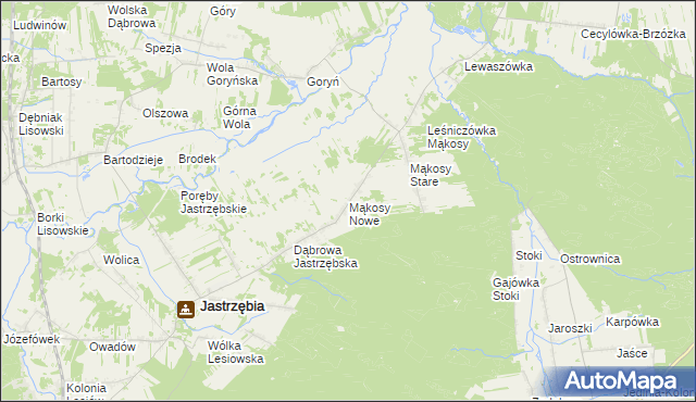 mapa Mąkosy Nowe, Mąkosy Nowe na mapie Targeo