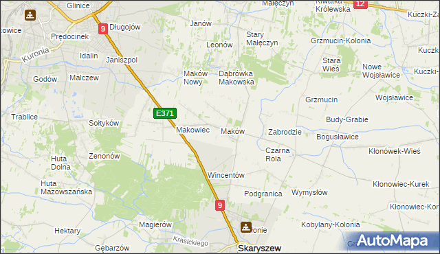 mapa Maków gmina Skaryszew, Maków gmina Skaryszew na mapie Targeo