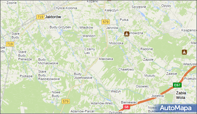 mapa Makówka gmina Grodzisk Mazowiecki, Makówka gmina Grodzisk Mazowiecki na mapie Targeo