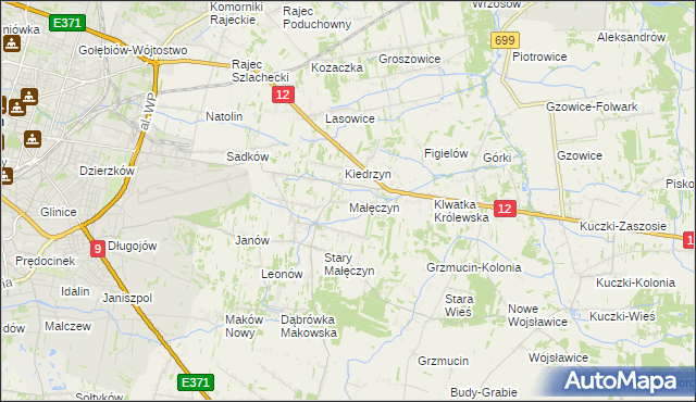 mapa Małęczyn gmina Gózd, Małęczyn gmina Gózd na mapie Targeo