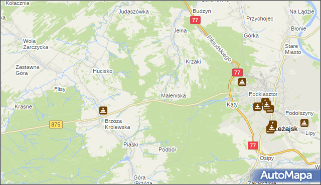 mapa Maleniska gmina Leżajsk, Maleniska gmina Leżajsk na mapie Targeo