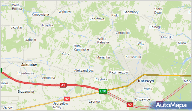 mapa Marianka gmina Kałuszyn, Marianka gmina Kałuszyn na mapie Targeo