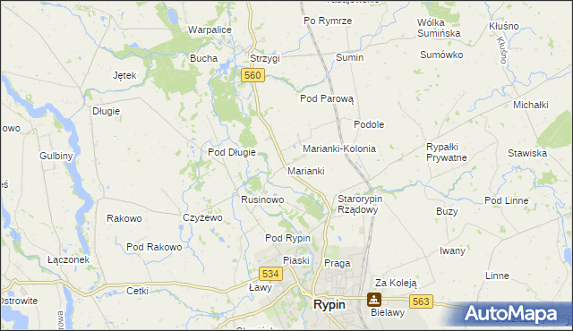 mapa Marianki gmina Rypin, Marianki gmina Rypin na mapie Targeo