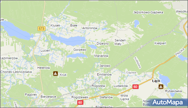 mapa Marianów gmina Gostynin, Marianów gmina Gostynin na mapie Targeo