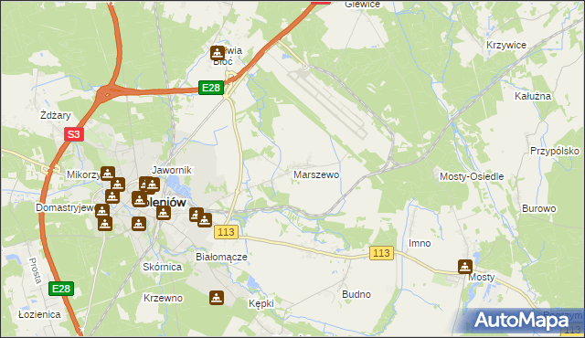 mapa Marszewo gmina Goleniów, Marszewo gmina Goleniów na mapie Targeo