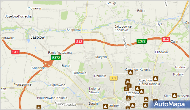 mapa Marysin gmina Jastków, Marysin gmina Jastków na mapie Targeo