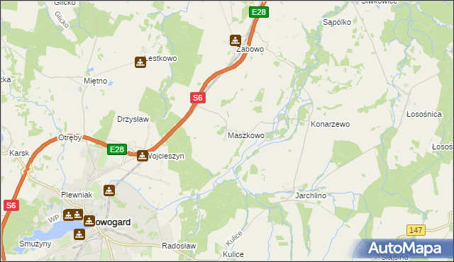 mapa Maszkowo gmina Nowogard, Maszkowo gmina Nowogard na mapie Targeo