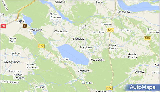 mapa Matyldów gmina Łąck, Matyldów gmina Łąck na mapie Targeo