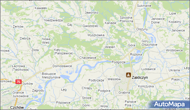 mapa Melsztyn, Melsztyn na mapie Targeo